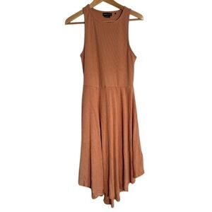 Prana Womens Dress Peach Ribbed Sleeveless Knit‎ Casual Midi Pocket - Medium
